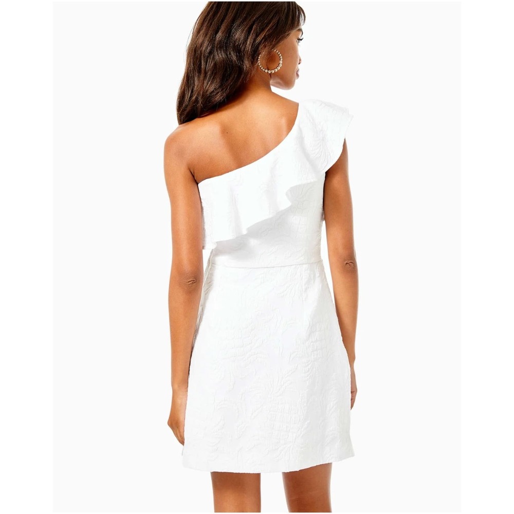 Lilly Pulitzer NWT Pineapple Pucker Jacquard WHITE KIPTON ROMPER One Shoulder 8 - Picture 2 of 9